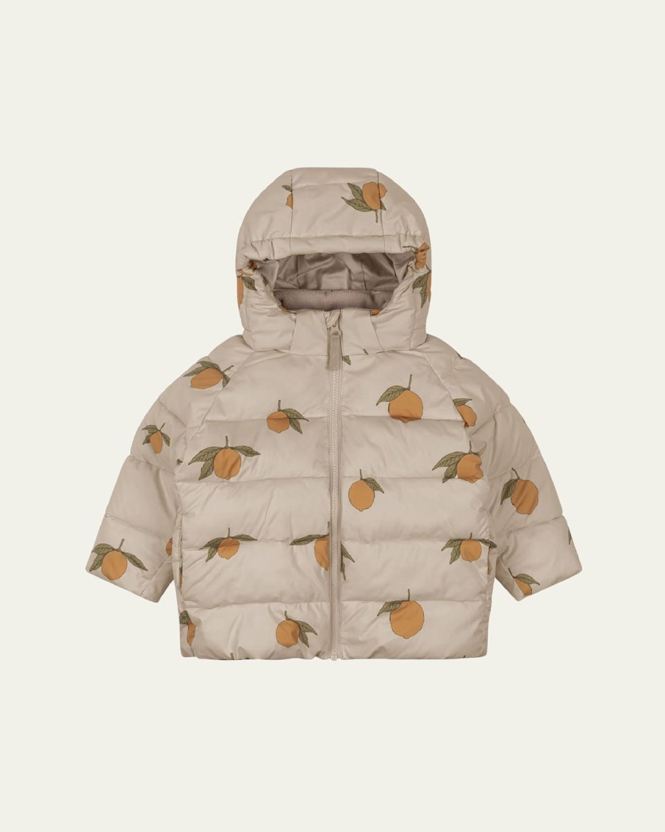 Girl's Nuka Orange-Print Puffer Jacket, Size 9M-8